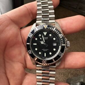 Casio Black Dial Silver Bracelet Watch